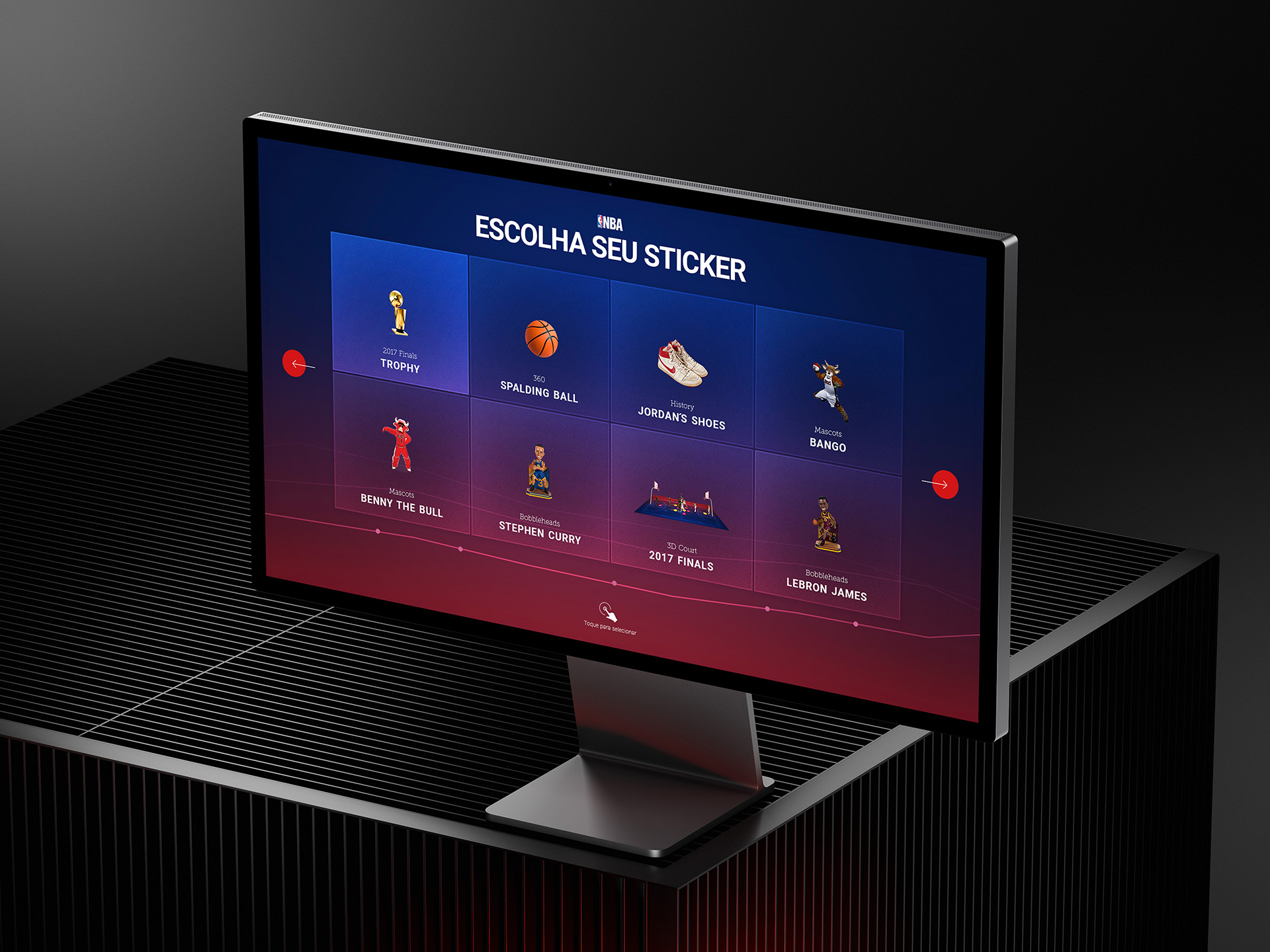 Detalhe de interface Fan Zone NBA, foco em hierarquia e movimento